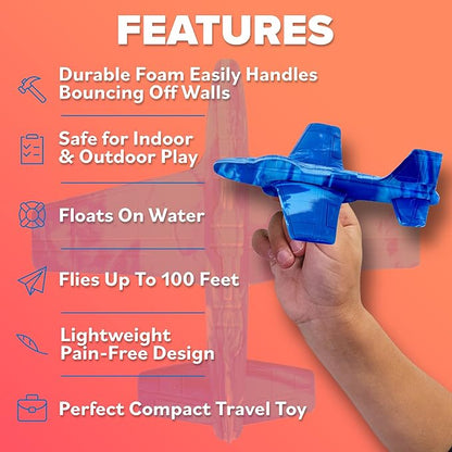 Airplane Toy Foam Airplanes for Kids - Best Stocking Stuffers for Boys & Girls - Easy Throwing Air