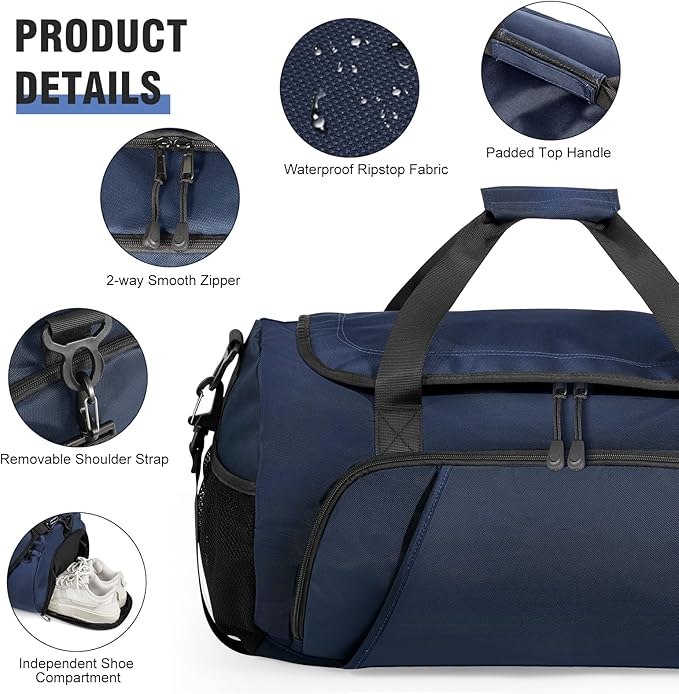 Gym Bag for Men Women With Shoe Compartment & Wet PocketWater Resistant Sports Gym Bag 、shoulder