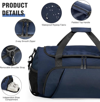 Gym Bag for Men Women With Shoe Compartment & Wet PocketWater Resistant Sports Gym Bag 、shoulder