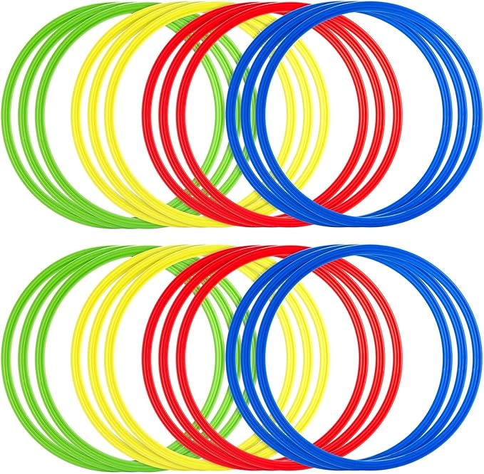 Juvale Agility Rings for Training - 24-Pack, 15.75-Inch, Red, Yellow, Blue & Green - Speed Agility