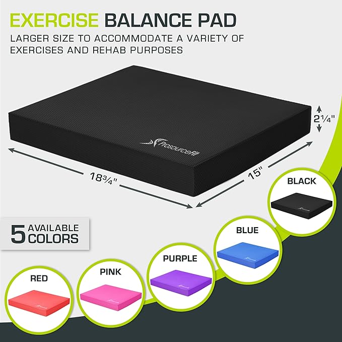 ProsourceFit Exercise Balance Pad – Non-Slip Cushioned Foam Mat & Knee Pad for Fitness and