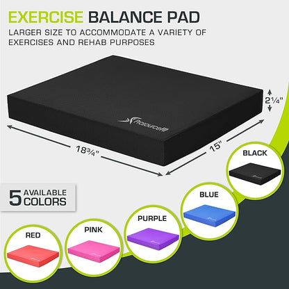 ProsourceFit Exercise Balance Pad – Non-Slip Cushioned Foam Mat & Knee Pad for Fitness and