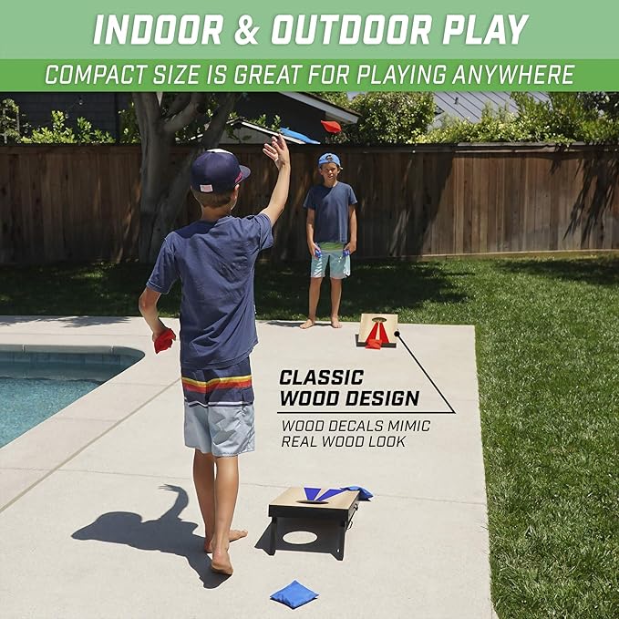 GoSports 2 ft x1 ft Portable Size Cornhole - Choose Classic or Wood Designs - Game Set with 6 Bean