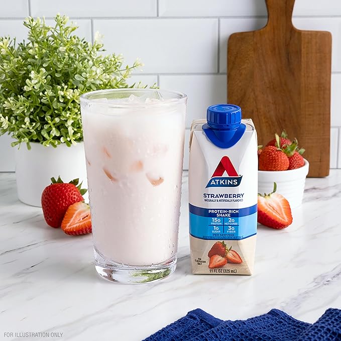 Atkins Strawberry Flavored Protein Shake, High Protein, Low Glycemic, Low Sugar and Low Carb, Keto
