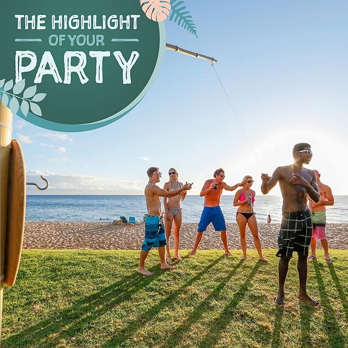 Tiki Toss Ring Toss Game for Adults & Kids - Hook and Ring Games with String and Hooks for