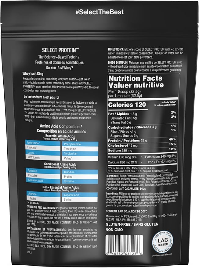 PEScience Select Protein Powder, Whey and Casein Blend, Clean Protein Powder for Women and Men, Low