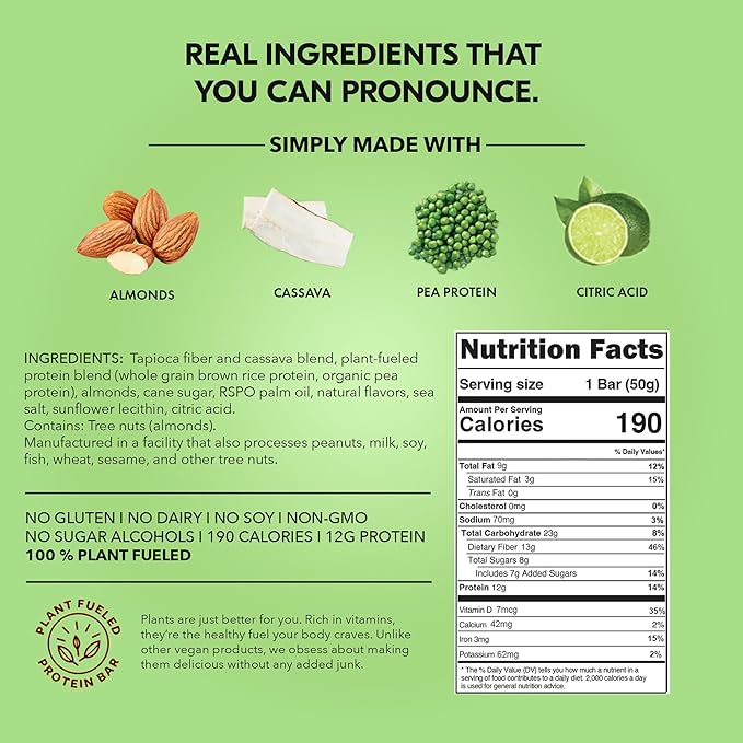 TRUBAR Vegan Protein Bar, Whipped for Key Lime, Gluten Free, Plant Based, High Fiber, Dairy Free