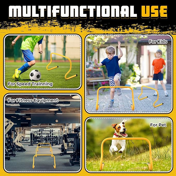 12 Pcs 12 Inch Agility Hurdles Training Equipment Agility Hurdles and Marker Cone Set Disc Cones