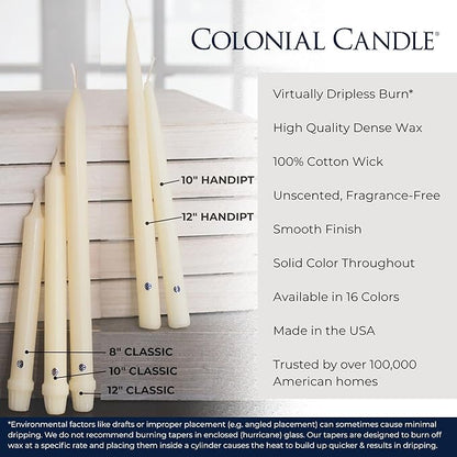 Colonial Candle Unscented Taper Candle, Classic Collection, Persian Pink, 8 in, Pack of 12 - Up to