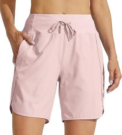 Willit Women's 7" Athletic Running Shorts Long Workout Hiking Shorts Quick Dry High Waisted Active