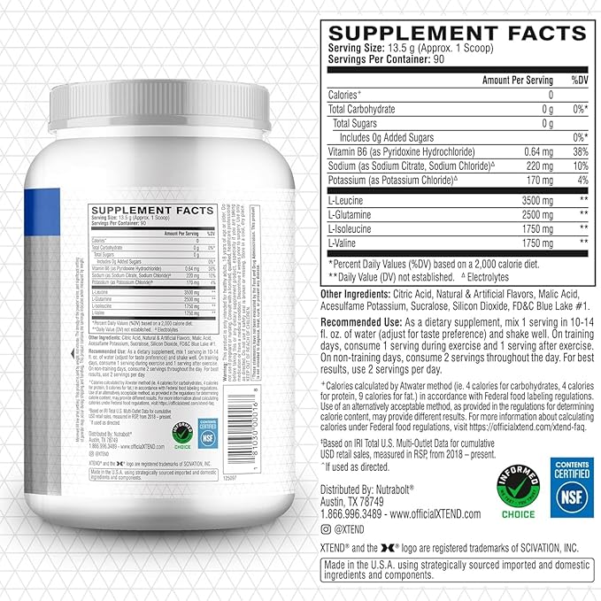 Xtend XTEND Original BCAA Powder 7g BCAA and 2.5g L-Glutamine, Sugar Free Post Workout Muscle