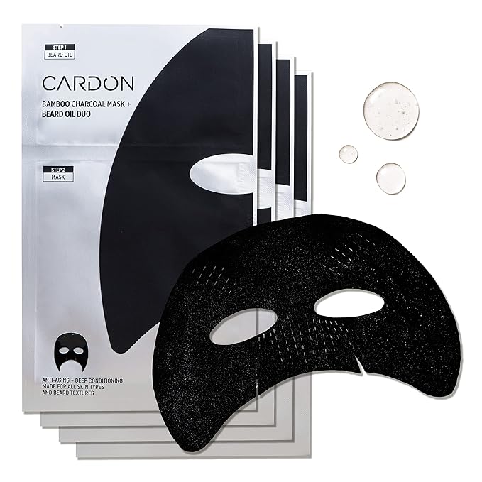 Cardon Face Mask for Bearded Men | Korean Sheet Mask for Men | Bamboo Charcoal Facial Mask and
