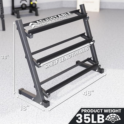 Synergee Dumbbell Rack for Home Gym – 3 Tier Adjustable Weight Rack for Dumbbells – Space-Saving