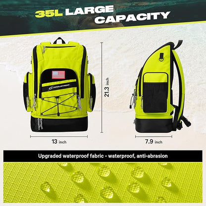 Maelstrom Swim Backpack,35L Swimming bag with Separate Shoes Compartment,Swim Gear Bag,Athlete Gym