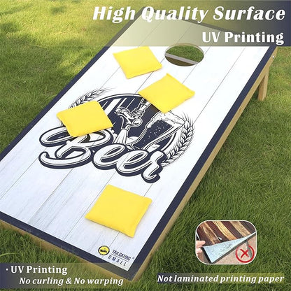 Cornhole Board Set 4FTx2FT Solid Wood Regulation Size Cornhole Set Includes 8 Cornhole Bags for