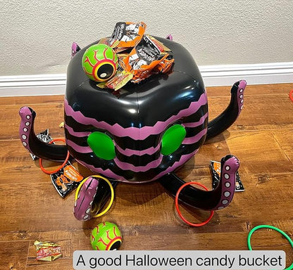 GIFTEXPRESS Sea Creature Octopus Ring Toss Game 4-in-1 – Halloween Candy Bowl, Basketball Hoop