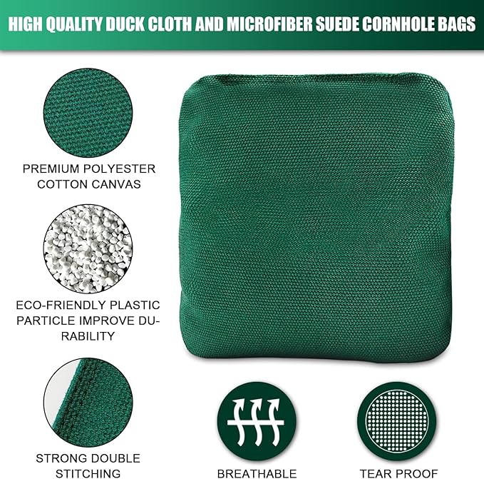 JIMTERRY Professional Cornhole Bags Set of 8 Dual Sided Corn Holes Bags Double Sided Regulation