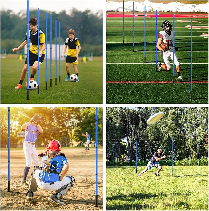 Soccer Agility Training Equipment: 6 Soccer Agility Poles, 20ft Agility Ladder, 10 Soccer Cones, 1