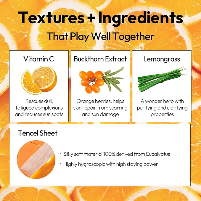LAPCOS Vita C Sheet Mask, Daily Face Mask with Vitamin C to Renew Skin, Korean Beauty Favorite