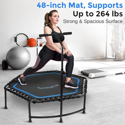 SereneLife 40"/50" Mini Trampoline for Adults - 450/550LBS Fitness Trampoline with Reinforced