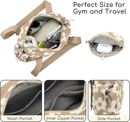 CAMTOP Mini Gym Bag for Women, Small Gym Tote Bag Puffy Quilted Sports Duffel Bag with Wet
