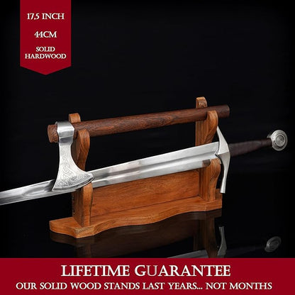 Mythrojan Solid Wood Sword Stand Wall Mount Display Rack for Medieval, Samurai, Katana & Knife