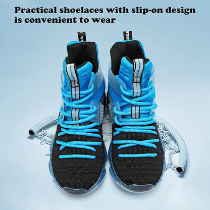 JMFCHI Kids Basketball Shoes High-top Sports Shoes Sneakers Durable Lace-up Non-Slip Running Shoes