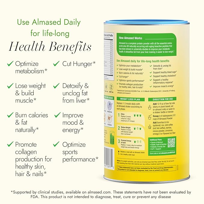 Almased Protein Powder for Weight Loss Kit for Men & Women, Natural Meal Replacement Shake for