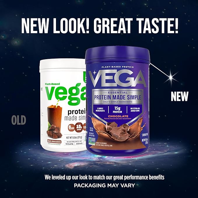 Vega Protein Made Simple - 15g Plant-Based Pea Protein, Chocolate, 10 Servings, Stevia Free, No