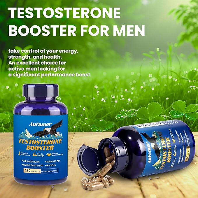 Testosterone Booster for Men with Ashwagandha, L-Arginine, Tongkat Ali, Tribulus, Natural