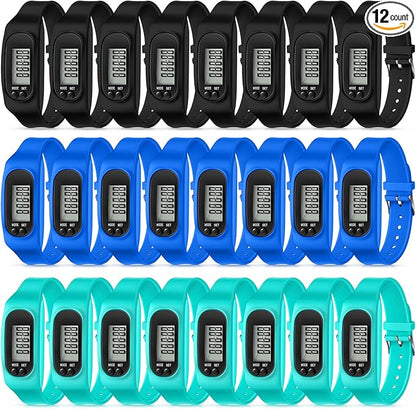 Geyoga 24 Pcs Pedometer for Walking Steps and Miles Pedometer Watch Silicone Steps Tracker Running