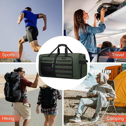WITZMAN Foldable Duffle Bag for Travel 65L Lightweight Packable Duffel Bag with Shoes Compartment
