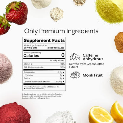 Promix Pre-Workout Powder, Strawberry Lemon ??Boosts Focus, Energy & Endurance ??With Caffeine