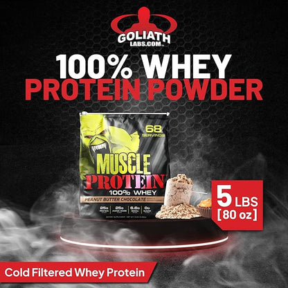 Muscle Protein Whey Powder [5 lbs/Pack of 1]??Cold Filtered, 25g Pure Protein, 6.6g BCAAs