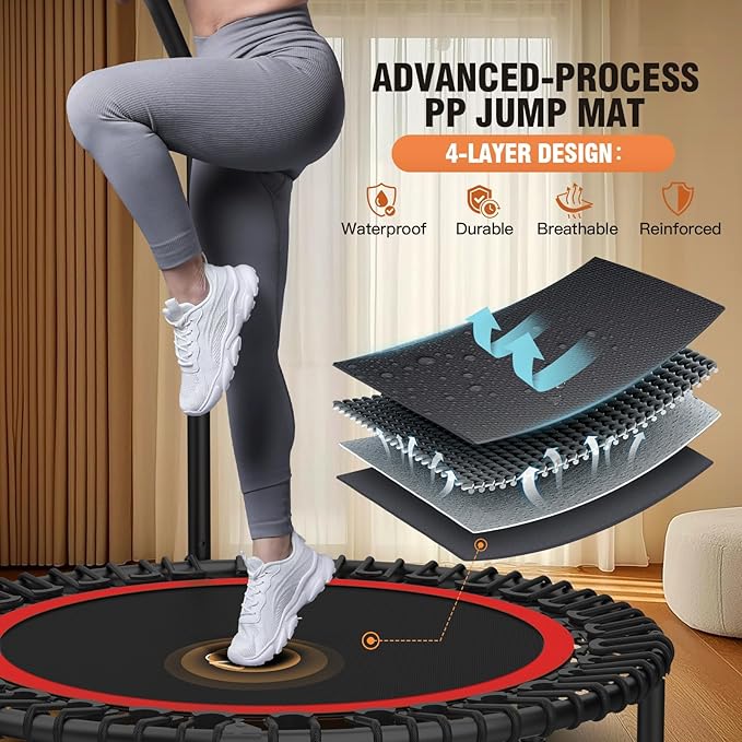 ANCHEER 40" Foldable Mini Trampoline,Max Load 450lbs/550lbs Indoor Trampoline,with 4 Level