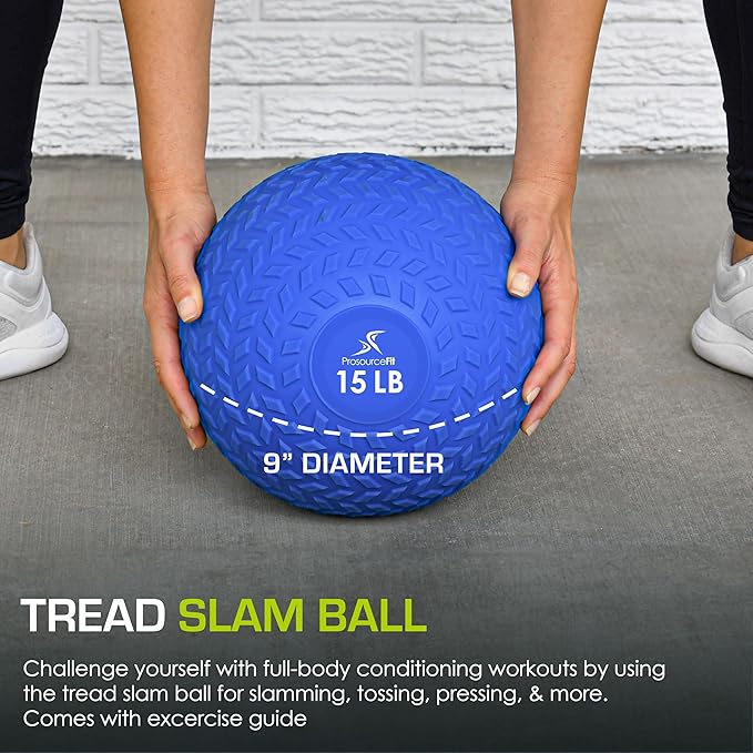 ProsourceFit Slam Medicine Balls 5, 10, 15, 20, 25, 30, 50lbs Smooth and Tread Textured Grip Dead