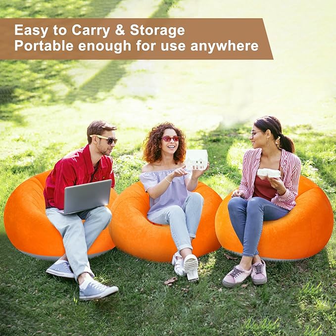 Realspring 6 Pcs Bean Bag Chairs for Adults Inflatable Chairs with Electric Air Pump,Blow up Couch