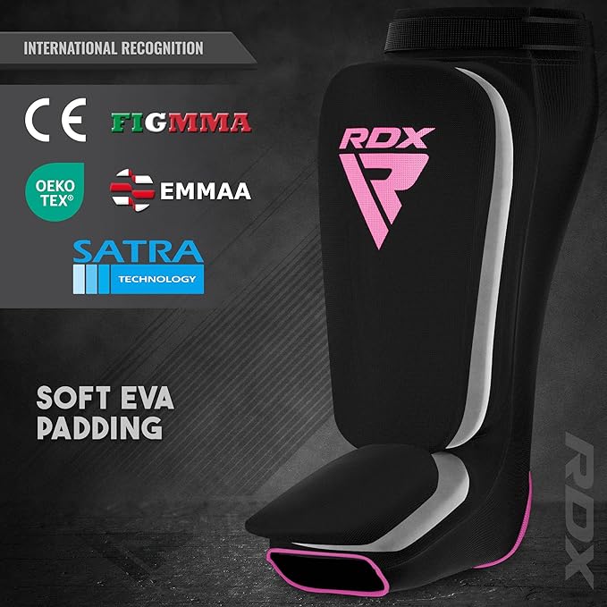 RDX Shin Guards Kickboxing Muay Thai, SATRA Approved, MMA Leg Instep Protection Pads, Sparring