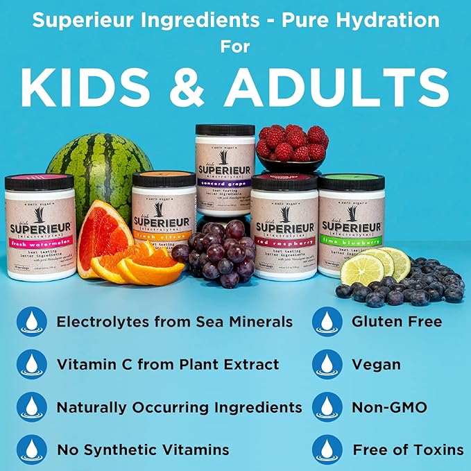 Superieur Electrolyte Powder Packets - Vegan Electrolyte Hydration Powder w/Sea Minerals - Keto