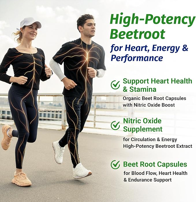 1 Body Beet Vital, Organic Beetroot Supplements for Circulation, Energy, & Stamina, Nitric Oxide