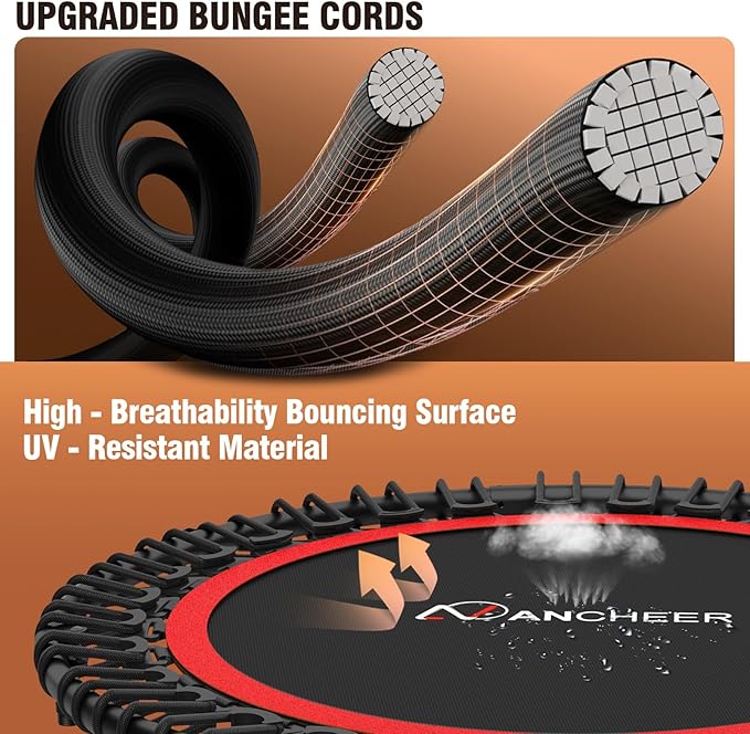 Bungee Rebounder Trampoline,ANCHEER 40" Foldable Fitness Trampoline with 4-Level Adjustable