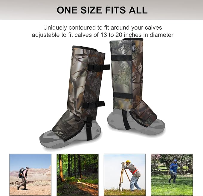 Snake Gaiters Leg Guards, Waterproof Snake Guards, Adjustable Snake Bite Protection for Lower Legs