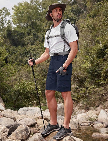 CRYSULLY Men's Hiking Cargo Shorts Outdoor Summer Lightweight Quick Dry Work Casual Shorts with 5