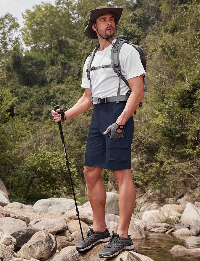 CRYSULLY Men's Hiking Cargo Shorts Outdoor Summer Lightweight Quick Dry Work Casual Shorts with 5