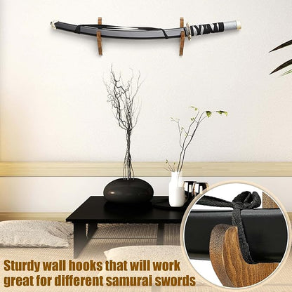 Chunful 2 Pcs Sword Wall Mount Sword Holder Katana Stand 1 Tier Katana Wall Mount Adjustable Hanger