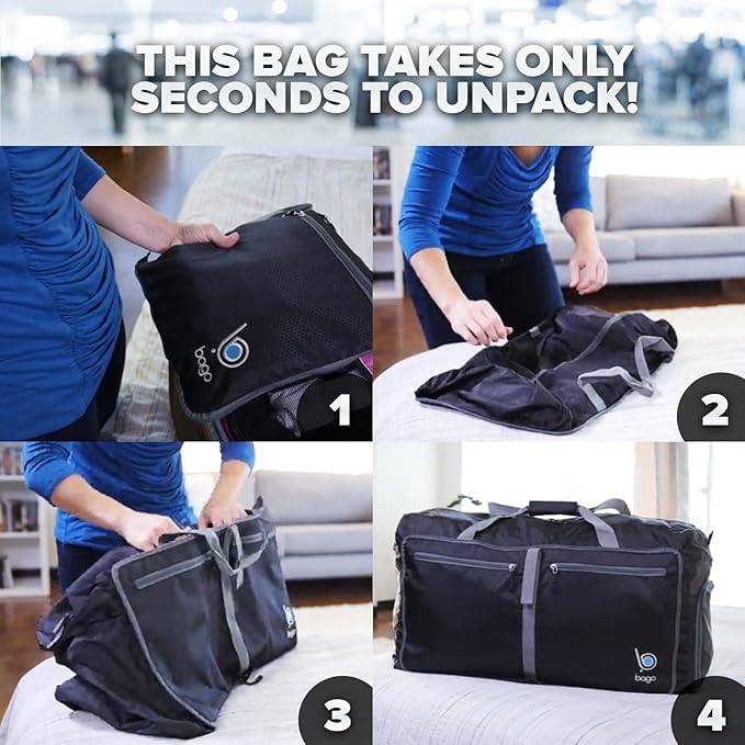 Bago Large Foldable Duffel Bags for Traveling Women & Men - 120L Packable Duffle Bag for Travel