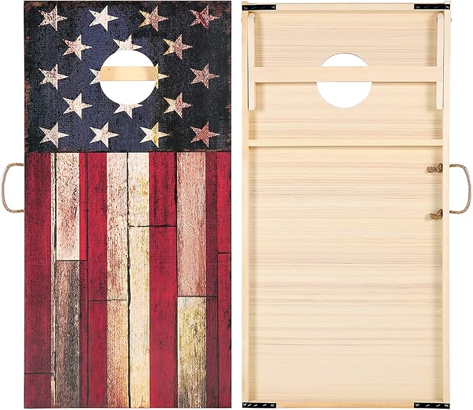 Solid Wood Vintage Cornhole Game Set, Two 4'x2'Cornhole Boards, 8 Cornhole Bags for Indoor and