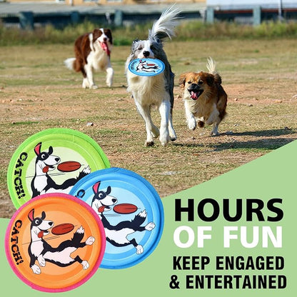 Dog Flying Disc, 3 Pack Dogs Flyer Toys, Lightweight Flying Disc Dog Fetch Toy for Small, Large