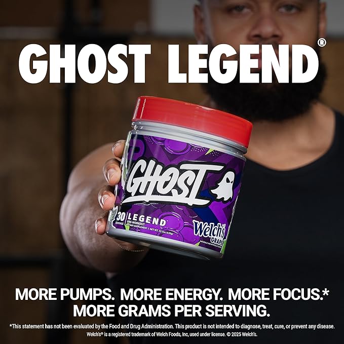 GHOST Legend Pre-Workout Powder, Welch's Grape - 30 Servings ??Pre-Workout for Men & Women with