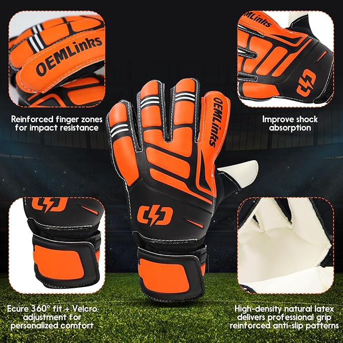 Youth&Adult Goalie Goalkeeper Gloves with Finger Protection Breathable Soccer Gloves with Strong